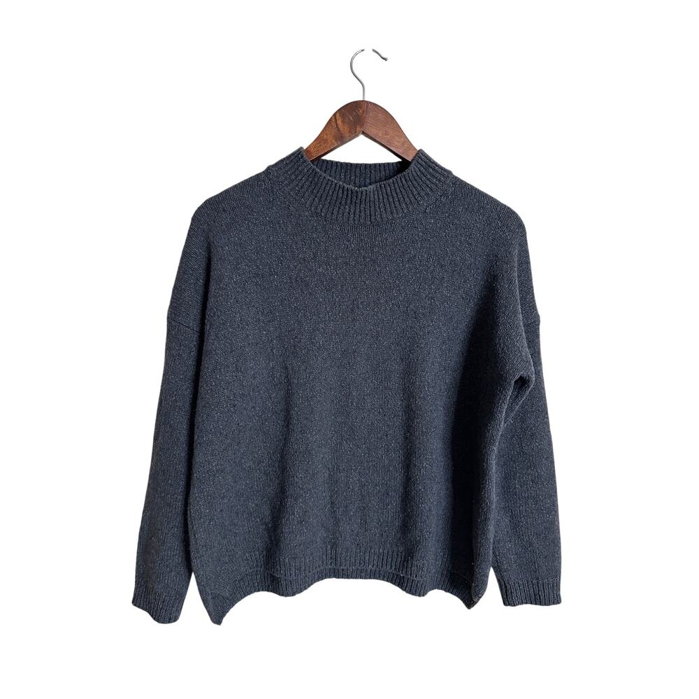 Evam Eva 100% Cashmere Raised Neck Pullover Sweater Gray Womans Small